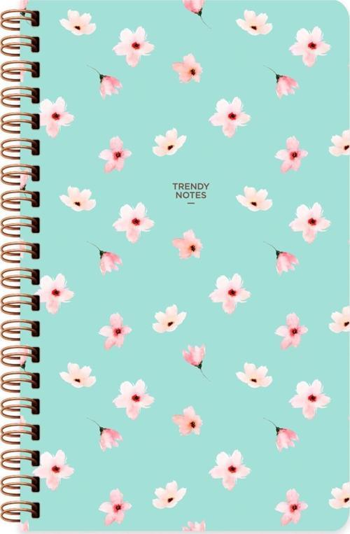 Sert Kapak Çizgili Spiralli Çiçek Defter Su Yeşili 13x21