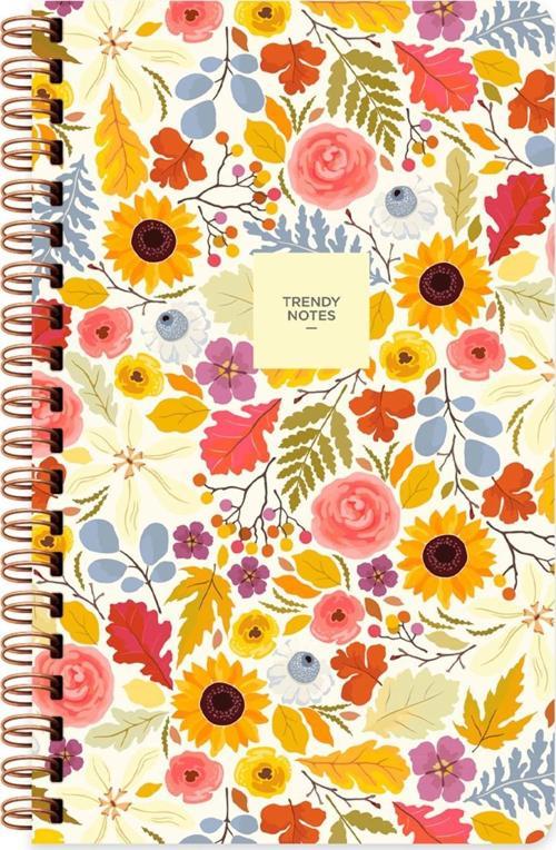 Sert Kapak Düz Spiralli Çiçek Defter Ayçiçeği 13x21