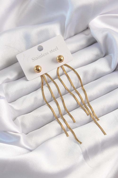  Gold Renk İtalyan Model Topçuk Küpe - EBJ240928W28367