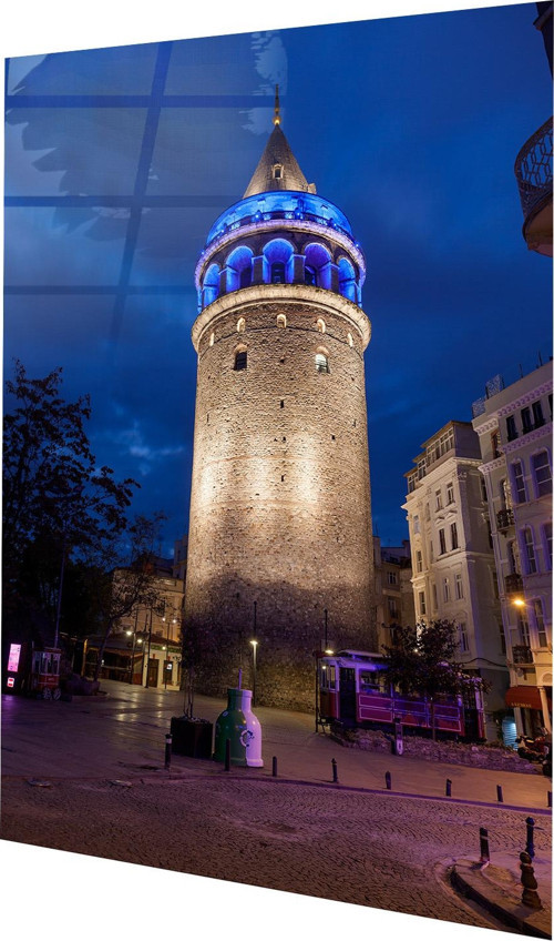 Akşam Vakti Galata Kulesi Cam Tablo