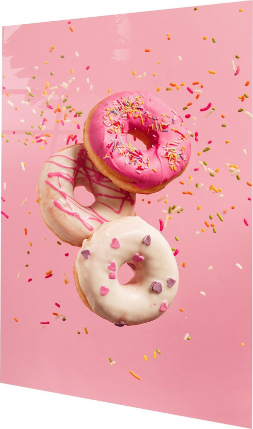 Pembe Fonda Donutlar Cam Tablo