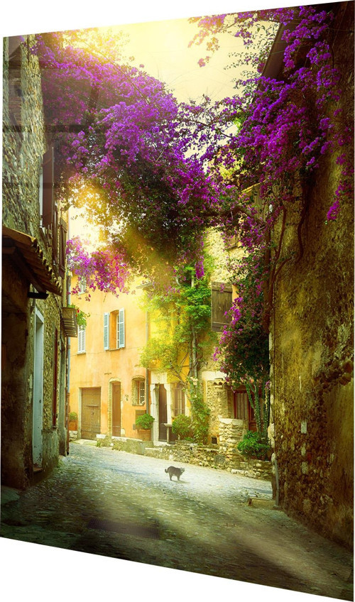 Provence Fransa, Çiçekli Sokakları Manzara Cam Tablo