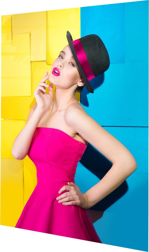 Retro Moda Canlı Renkler Kadın Cam Tablo