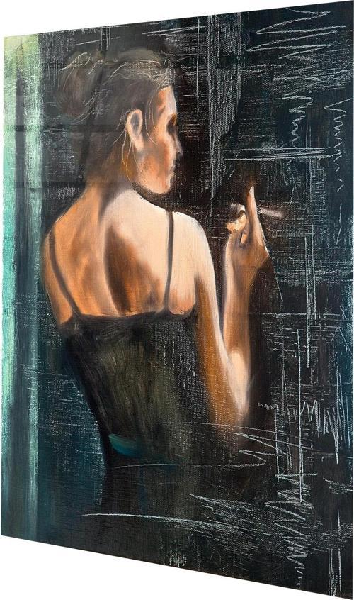 Sigara İçen Kadın Cam Tablo