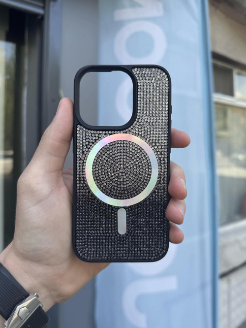 İphone 15 Pro Kılıf Diamont MagSafe Hologramlı Kapak