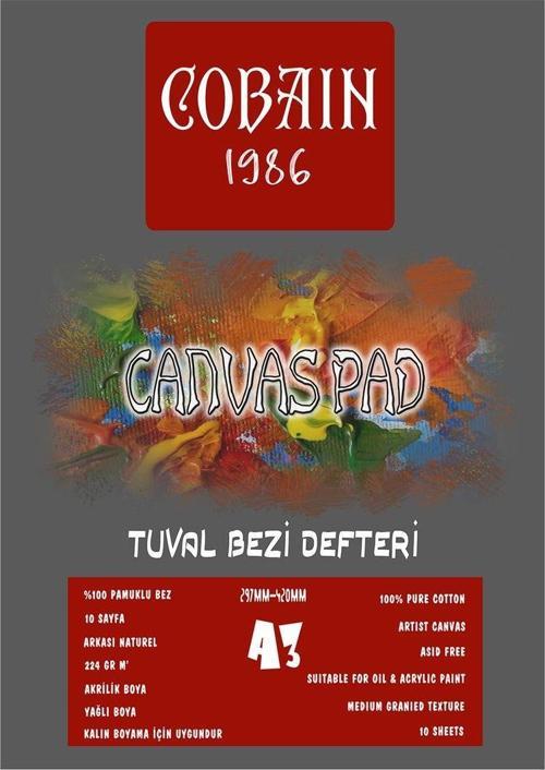 Cobain Kanvas Pad Tuval Bezi Defteri A3 (224Gr Gessolu) Ölçü Seçenekli