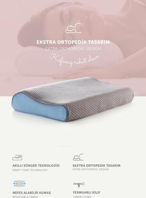 Visco Boyun Destekli Karbon Ortopedik Yastık