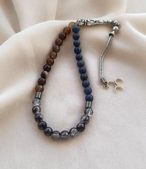 Tesbih 33 lük 8 mm Küre Kesim Karışık Doğal Taşı Tespih      