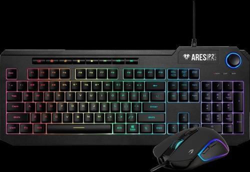 GAMDIAS ARES-P2 Lite, USB Kablolu, İngilizce, Multimedya, RGB, Gaming, Klavye Mouse Set