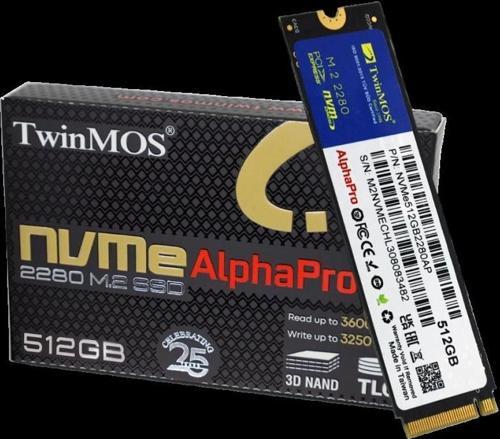 NVMe512GB2280AP, AlphaPro, 512GB, 3600-3250Mb/s, Gen3, NVMe PCIe M.2 2280, SSD, TLC, 3DNAND
