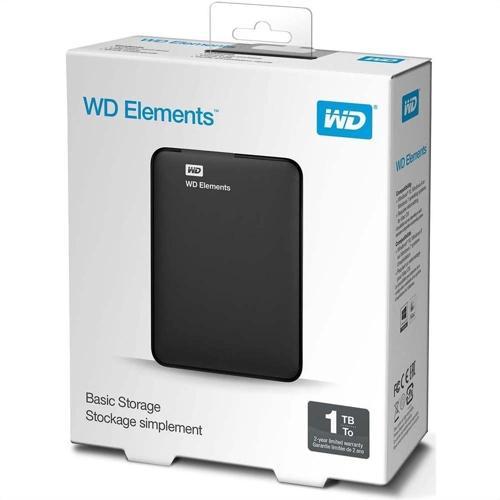 WD WDBUZG0010BBK-WESN, Elements, 1TB, 2.5 ", USB3.0, Taşınabilir, Harici HDD, Siyah