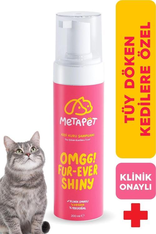 Tüy Döken Kedilere Özel Kuru Bakım Şampuanı, E Vitamini Ve Doğal Yağlar, Kedi Yıkama Köpüğü, 200 ML