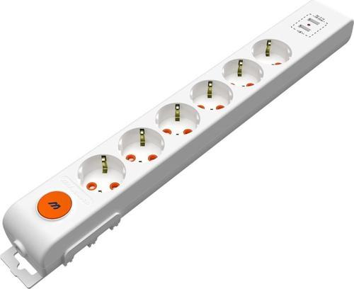 Rı-Tech 6lı Anahtarlı 2Usb Klemensli Topraklı  Grup Priz  (001 175 650001 00 00)