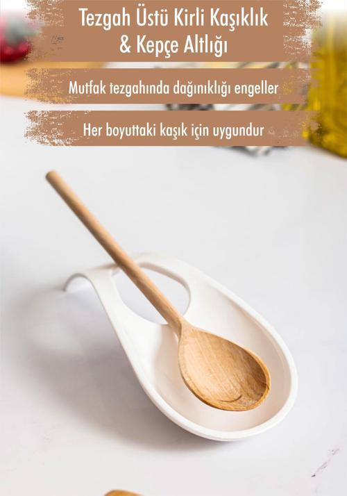 Akrilik Beyaz Tezgah Üstü Kirli Kaşıklık & Kepçe Altlığı
