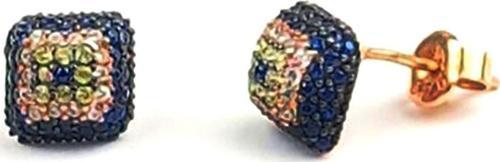 Bombeli Zirkon Taşlı Nazar Boncuğu Gümüş Küpe