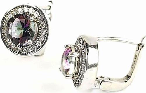Mistik Topaz Ve Zirkon Taşlı Gümüş Küpe