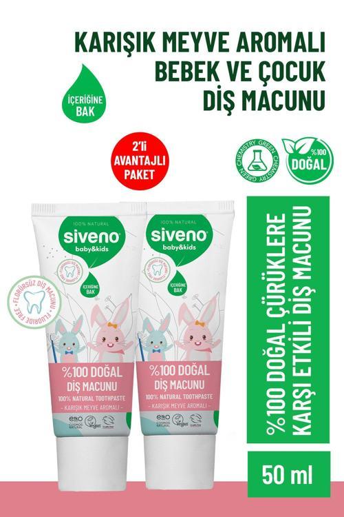 %100 Doğal Florürsüz Karışık Meyve Aromalı Bebek ve Çocuk İçin Diş Macunu 50 ml X2 Adet