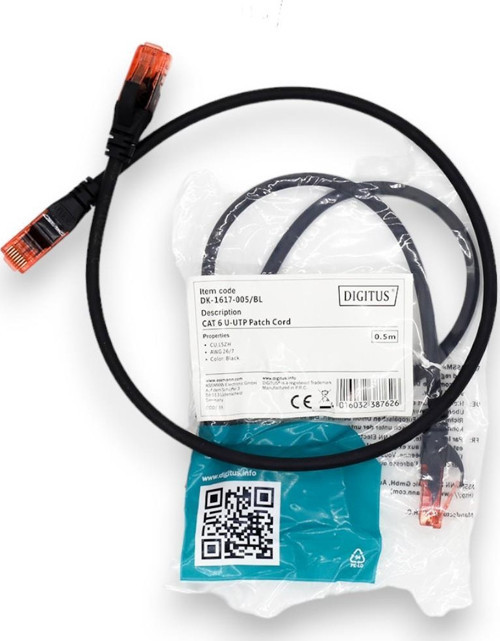 PATCH CORD UTP CAT6 0.50 MT BLACK (10'LU PAKET)