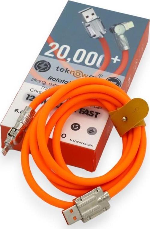 180 DERECE LIGHTNING 120W SUPER FAST ŞARJ KABLOSU IPHONE İÇİN TURUNCU