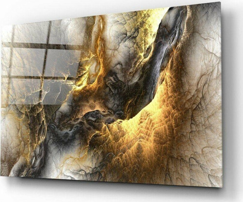 Altın Kaos Cam Tablo | Hediyelik, Dekoratif, Ofis, Mutfak