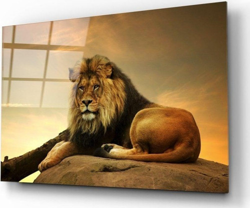 Aslan Cam Tablo No:4027 | Hediyelik, Dekoratif, Ofis, Mutfak