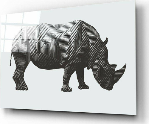 Gergedan Rhino Cam Tablo | Hediyelik, Dekoratif, Ofis, Mutfak