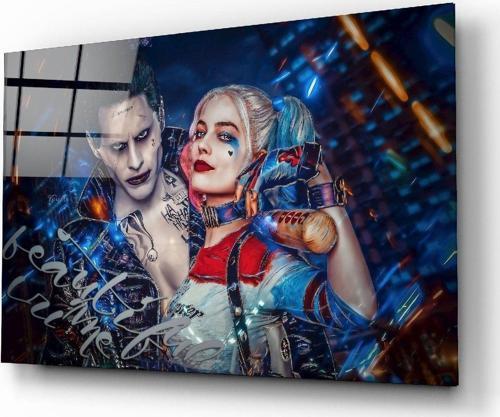 Harley Quinn ve Joker Cam Tablo No:6070 | Hediyelik, Dekoratif, Ofis, Mutfak 