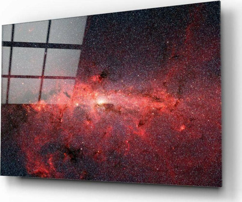 Kırmızı Nebula Cam Tablo | Hediyelik, Dekoratif, Ofis, Mutfak