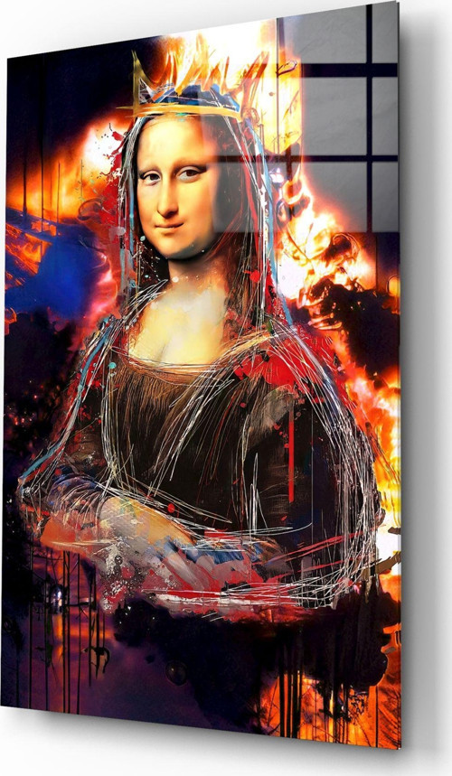 Kraliçe Mona Lisa Cam Tablo | Hediyelik, Dekoratif, Ofis, Mutfak