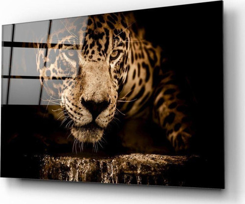 Leopar Cam Tablo No:2082 | Hediyelik, Dekoratif, Ofis, Mutfak