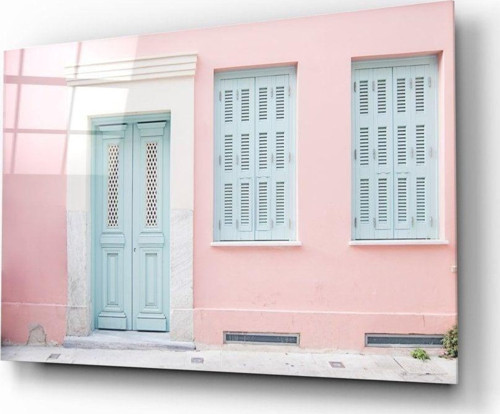 Pembe Ev Cam Tablo | Hediyelik, Dekoratif, Ofis, Mutfak