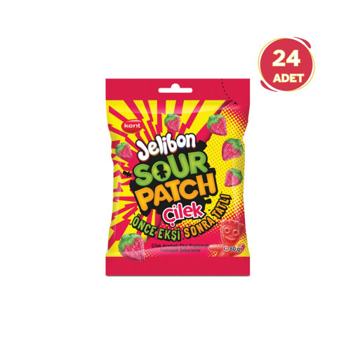 Sour Patch Çilek Aromalı Yumuşak Şekerleme 80 gr - 24 Adet