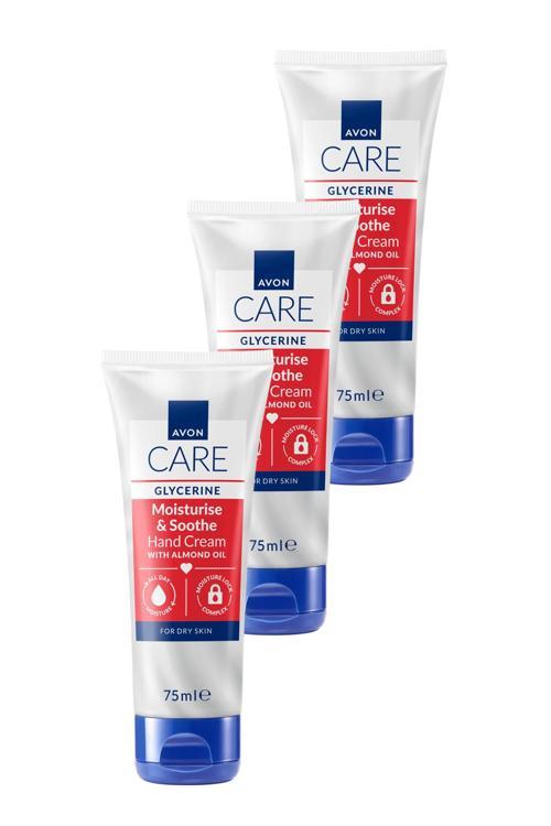 Care Gliserin ve Badem Yağı İçeren El Kremi 75 Ml. Üçlü Set
