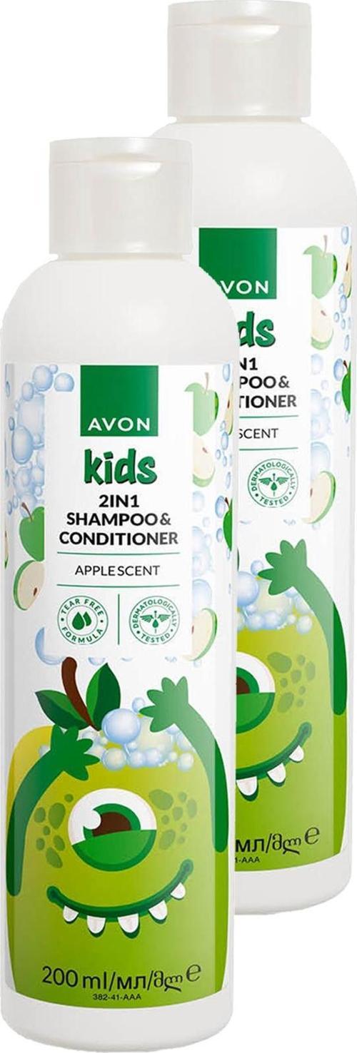 Kids 2 si 1 Arada Çocuklar İçin Elma Kokulu Şampuan ve Saç Kremi 200 Ml. İkili Set