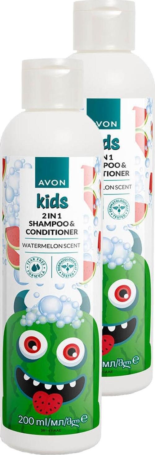 Kids 2 si 1 Arada Karpuz Kokulu Çocuk Saç Kremi ve Şampuanı 200 Ml. İkili Set