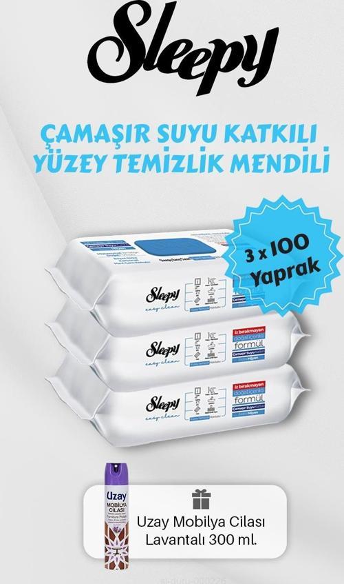 300 Adet Çamaşır Suyu Katkılı Temizlik Havlusu, Lavantalı Mobilya Cilası Hediyeli