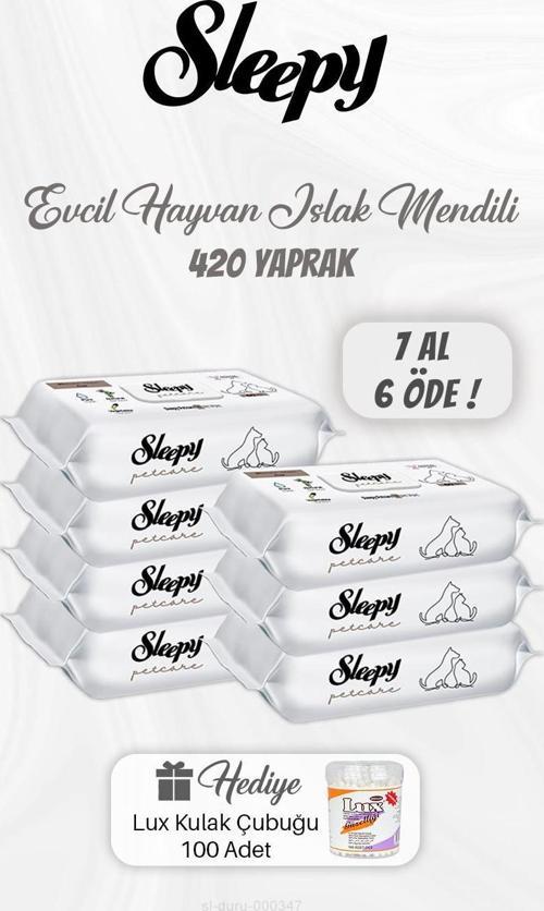 7 AL 6 ÖDE Evcil Hayvan Islak Mendili 420 Yaprak, Kulak Çubuğu Hediyeli