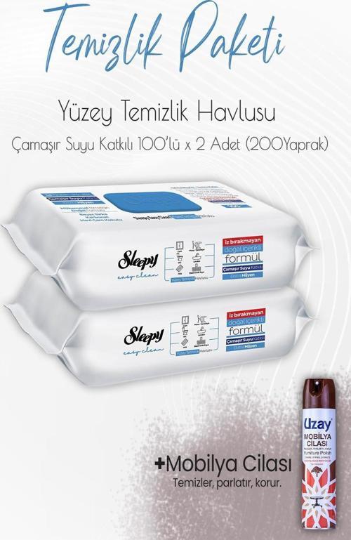 Düvenci Temizlik Paketi 8 (Çamaşır Suyu Temizlik Havlusu 200 yaprak ve Mobilya Cilası)