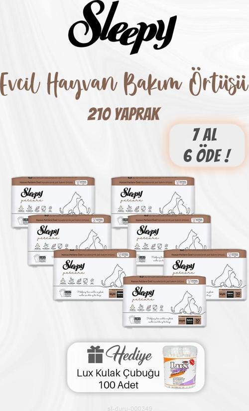 Evcil Bakım Örtüsü 210 Yaprak 7 AL 6 ÖDE  Kulak Çubuğu Hediyeli