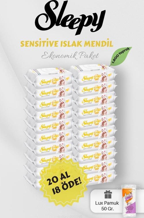 Sensitive 90' lı Islak Mendil 20 AL 18 Öde Hediyeli