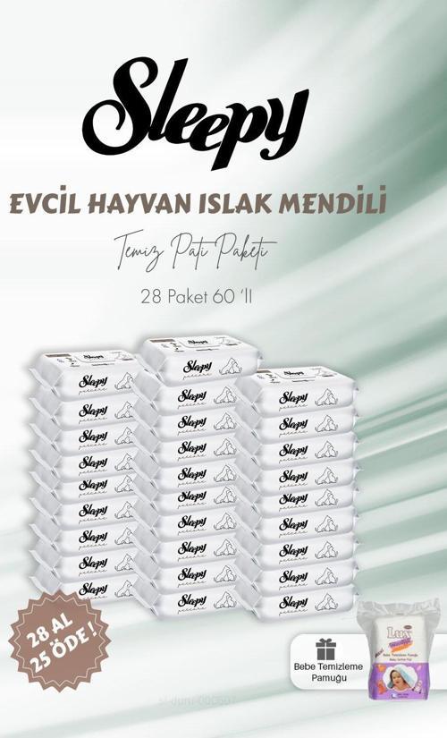 28 AL 25 ÖDE Evcil Hayvan Islak Havlusu 60'lı ve Bebe Temizleme Pamuğu