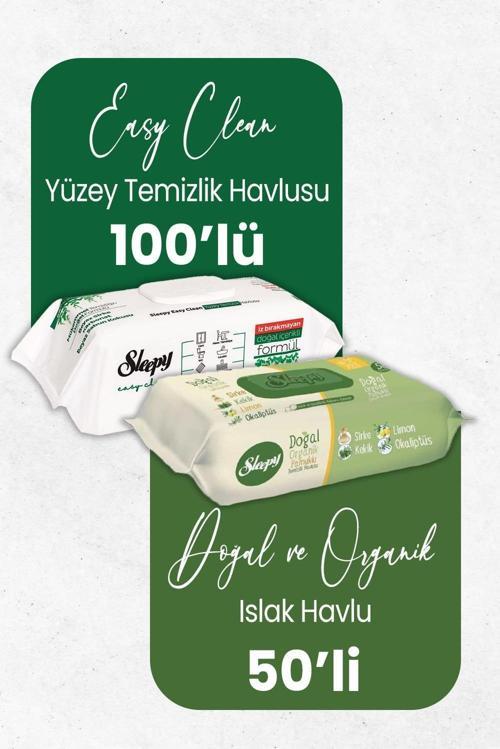 Doğal Organik Islak Mendil 50' li ve Temizlik Havlusu 100' lü