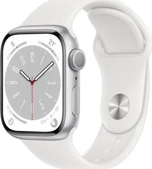 Watch Series 8 GPS 41mm Silver Aluminium Case with White Sport Band - Regular -  MP6K3TU/A