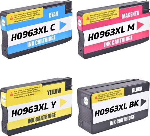 4 RENK 1 SET Hp 963XL 3JA27AE UYUMLU KARTUŞ - HP 9010 9012 9013 9016 9020