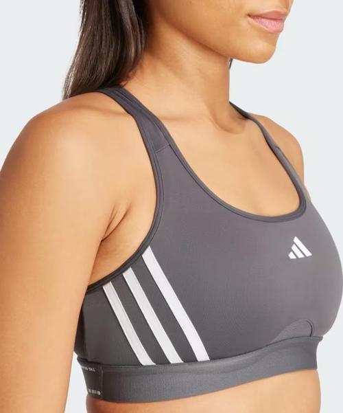 IU1708 Power Impact Train Medium-Support 3-Stripes Bra Siyah