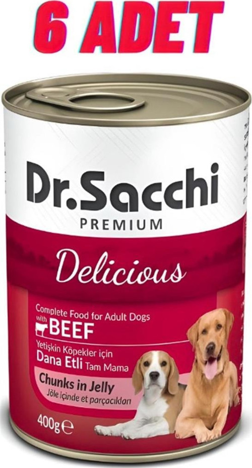 Dr.Sacchi Sığır Etli Köpek Konservesi 6x400 Gr
