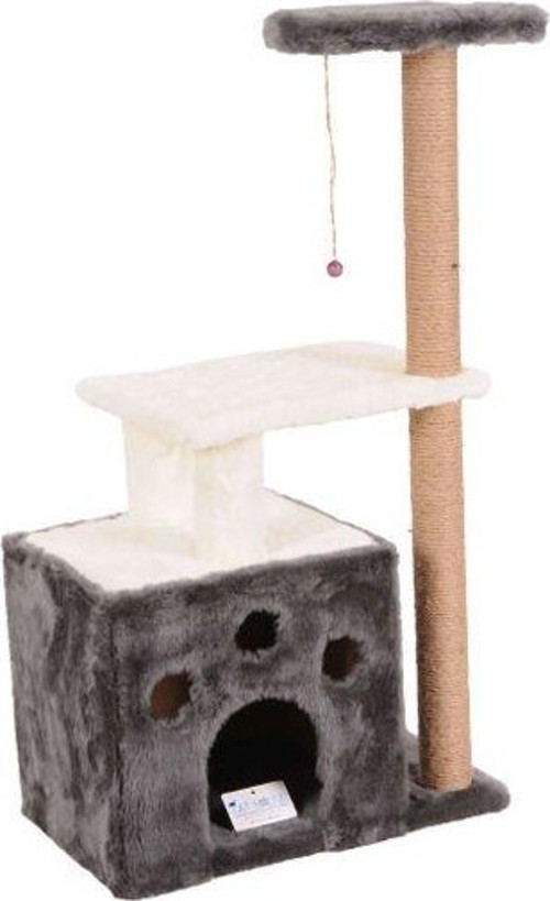 S02 Yuvalı Kedi Tırmalama Evi Gri 97 Cm