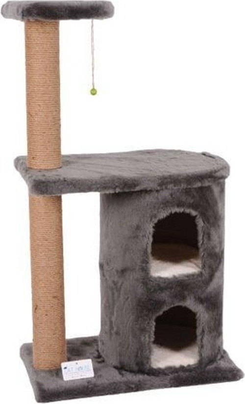 S03 İki Yuvalı Kedi Tırmalama Evi Gri 103 Cm