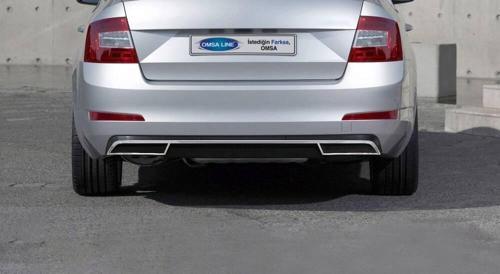 Skoda Octavia A7 Krom Egzoz Ucu Arka Difüzör 3 Parça 2013-2019 Arası