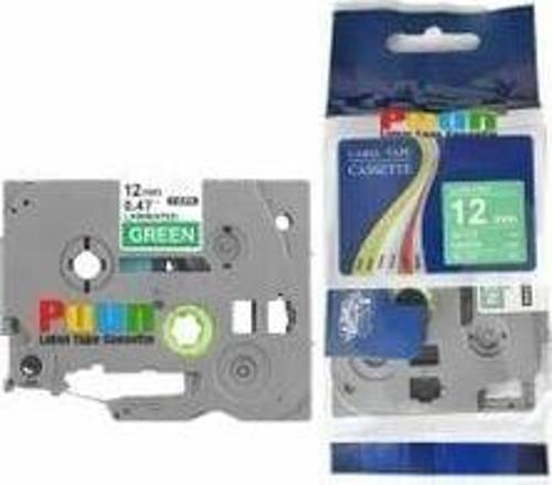 Brother P-Touch TZE-735 12MM x 8m Yeşil Üzerine Beyaz Muadil Laminasyon Etiket Şeridi